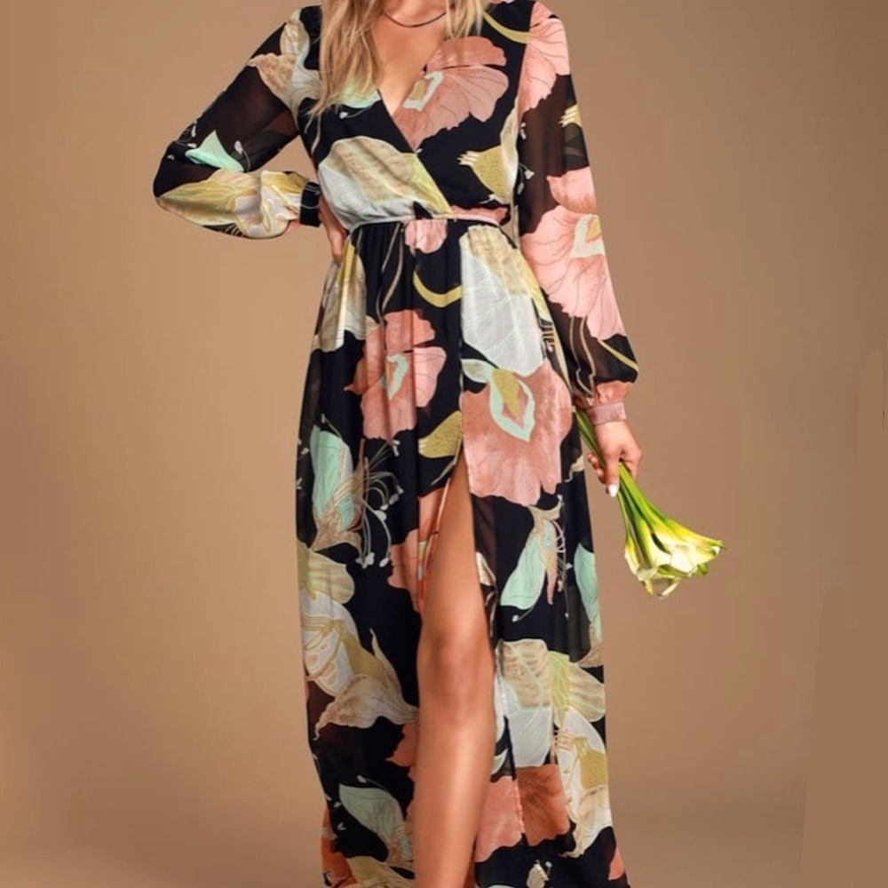 LULU’s Wondrous Water Lillies Maxi Dress